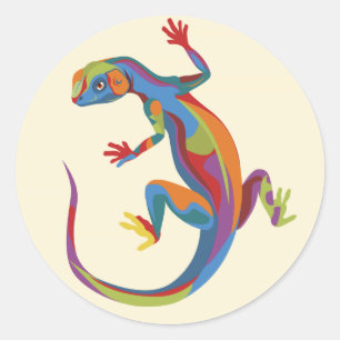 Sticker Rond Lézard Peint