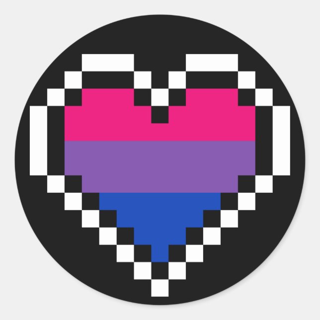 Sticker Rond LGBT bisexuel pride pixel art (Devant)