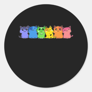 Sticker Rond LGBT Chat Rainbow gay Lesbienne couleur Kitty