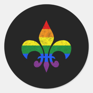 Sticker Rond Lgbt Fleur De Lis Mois Gay pride Rainbow M