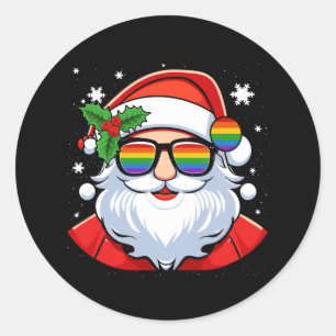 Sticker Rond LGBT Gay pride Cool tendance Santa Claus Gay Merry