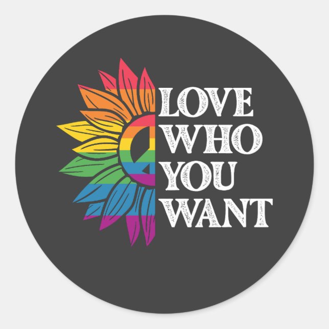 Sticker Rond LGBT Pride l'amour qui vous voulez gay lesbienne (Devant)