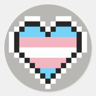 Sticker Rond LGBT transgenre orgueil pixel art