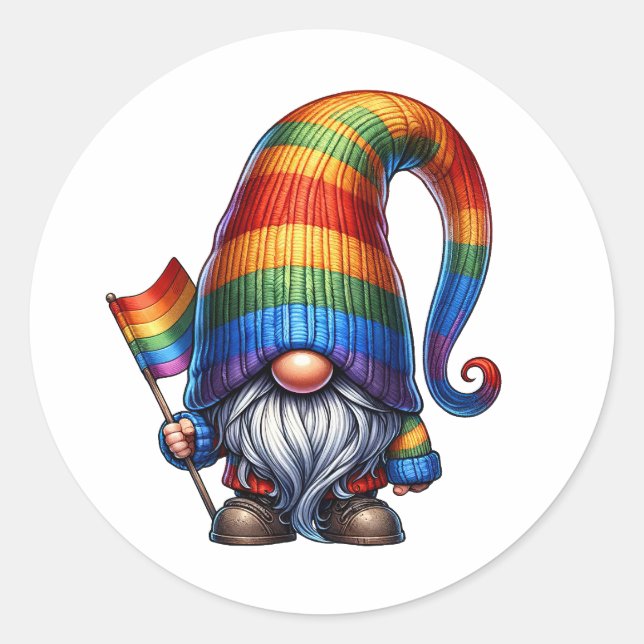Sticker Rond LGBTQ+ Décor Gnome (Devant)