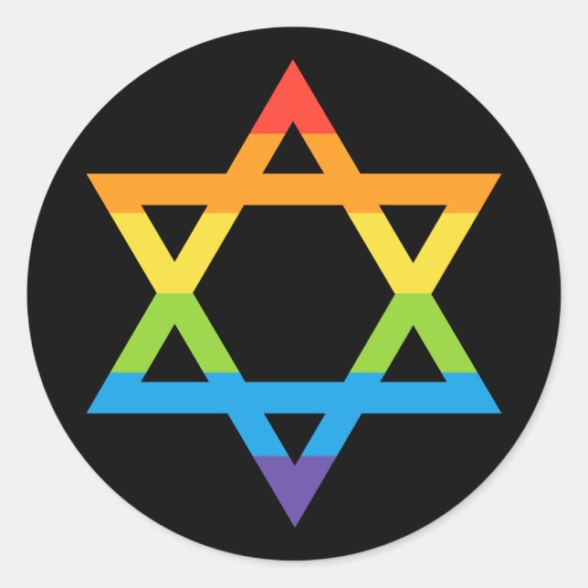 Sticker Rond LGBTQ Juif Israël Étoile De David Pride Mois (Devant)