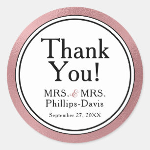 Sticker Rond LGBTQ Rose or Mariage moderne Merci classique R