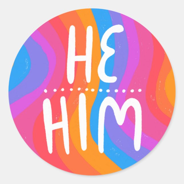 Sticker Rond LHE/HIM Pronounounounounounounes Rainbow Handlette (Devant)