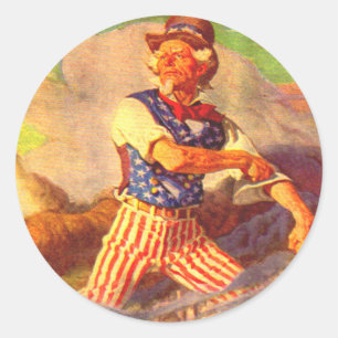 Sticker Rond L'héroïque oncle Sam des années 1940 refait ses ma