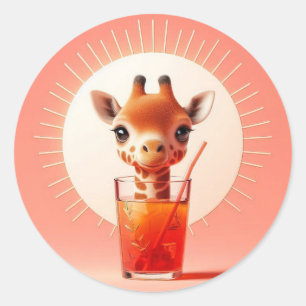 Sticker Rond L'heureuse heure de Giraffe