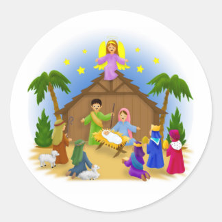 Sticker Rond L'histoire de Noël