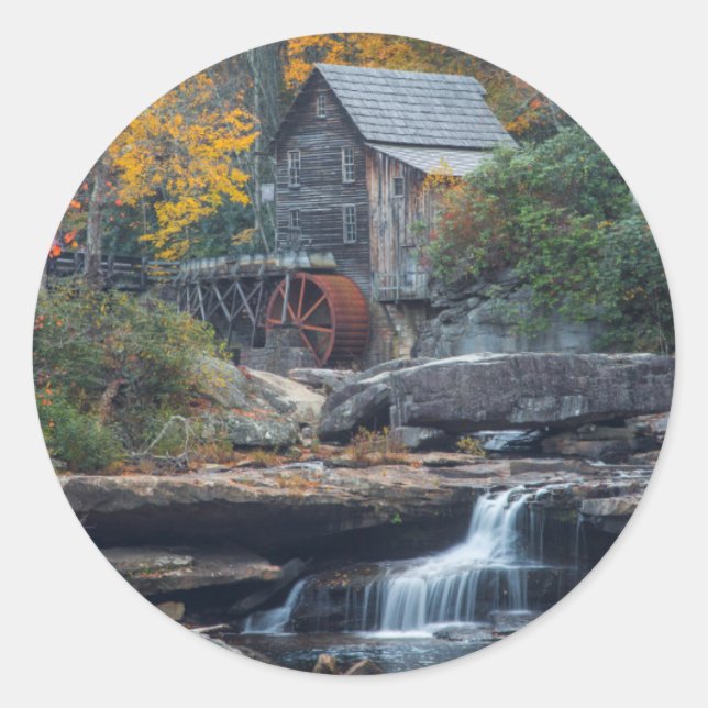 Sticker Rond L'Historique Grist Mill Sur Glade Creek (Devant)