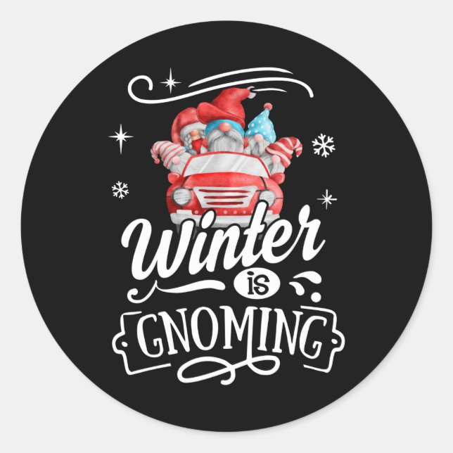 Sticker Rond L'hiver est glamour Troll Noël Gnome (Devant)