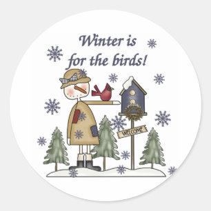 Sticker Rond L'hiver est pour les oiseaux