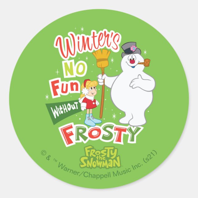 Sticker Rond L'hiver ne s'amuse pas sans Frosty le Snowman™ (Devant)