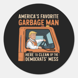 Sticker Rond L'homme à ordures préféré d'Amérique Trump 45 47 É