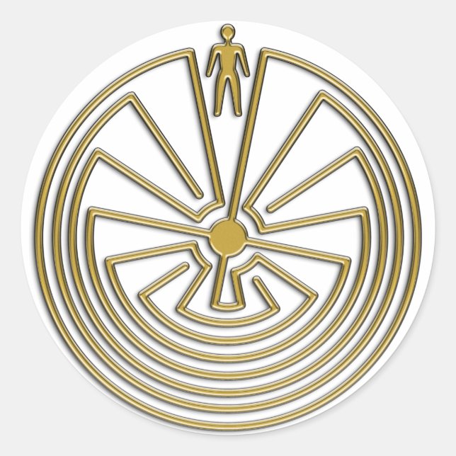 Sticker Rond L'homme dans le Maze - or (Devant)