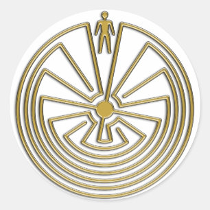 Sticker Rond L'homme dans le Maze - or