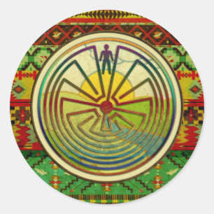 Sticker Rond L'HOMME DANS LE MAZE paysage + votre arrière - pla