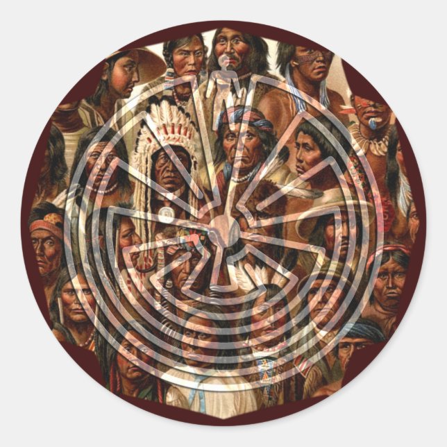 Sticker Rond L'homme dans le Maze - style folklorique (Devant)