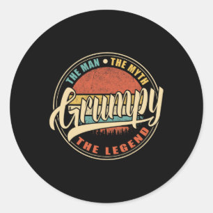 Sticker Rond L'Homme Le Mythe La Légende Pères Vintages Rétro