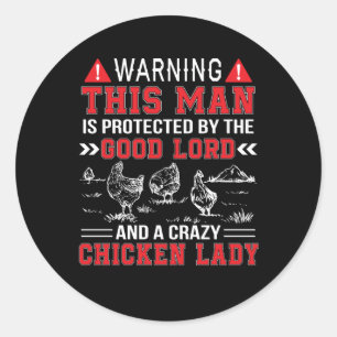 Sticker Rond L'Homme Protège Le Seigneur Et La Fou Dame De Poul