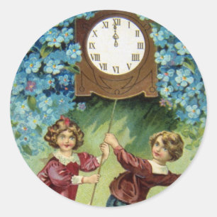 Sticker Rond L'horloge vintage tourne le minuit