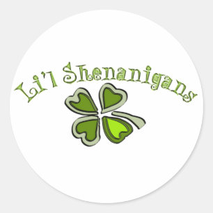 Sticker Rond Li’l Shenanigans, un Shamrock bizarre, Cartoonifi