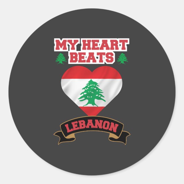 Sticker Rond Liban Coeur Drapeau Amour Fierté Soutien Liberté (Devant)