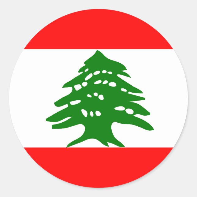 Sticker Rond Liban Drapeau de haute qualité (Devant)