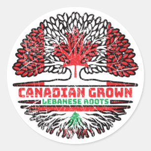 Sticker Rond Liban Liban Canadien Drapeau des racines de l'arbr
