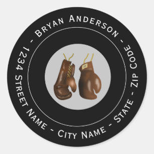 Sticker Rond Libellé de l'adresse de retour des gants de boxe