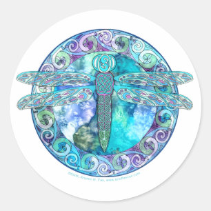 Sticker Rond Libellule celtique fraîche