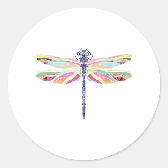 Sticker Rond libellule colorée (Devant)