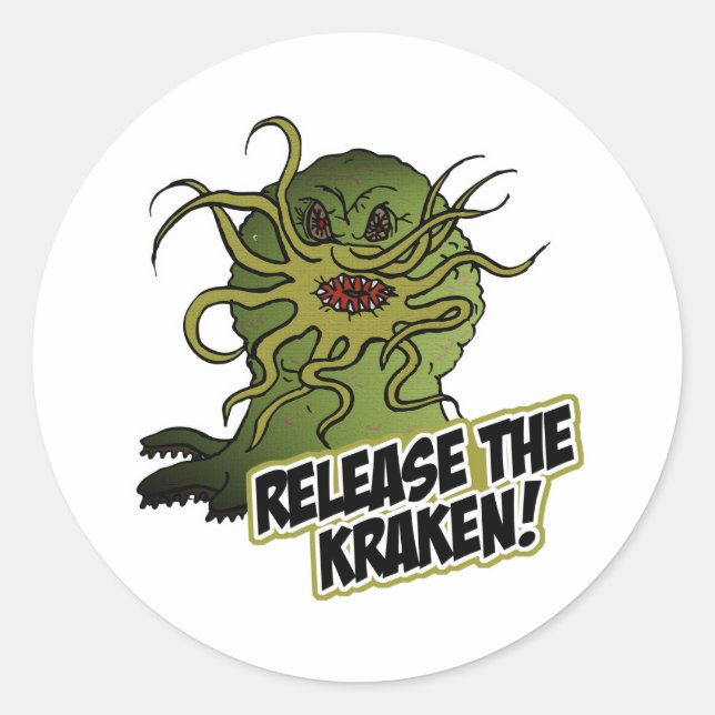 Sticker Rond libère le kraken (Devant)