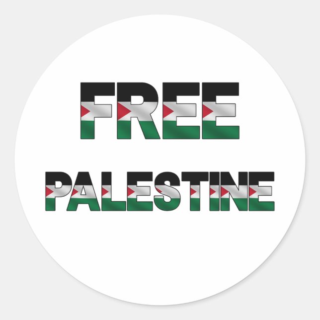 Sticker Rond Libérez la Palestine Lettres drapeau Unité Fierté  (Devant)