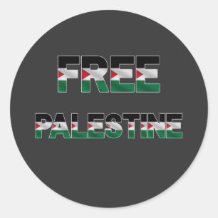 Sticker Rond Libérez la Palestine Lettres drapeau Unité Fierté 