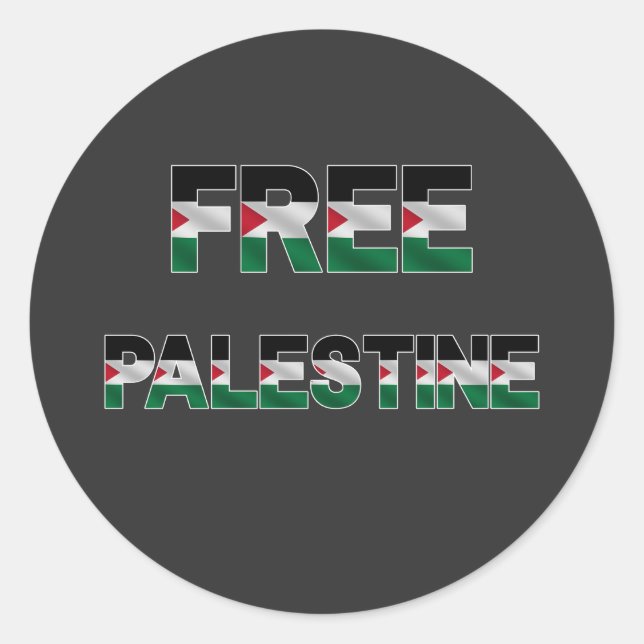 Sticker Rond Libérez la Palestine Lettres drapeau Unité Fierté  (Devant)