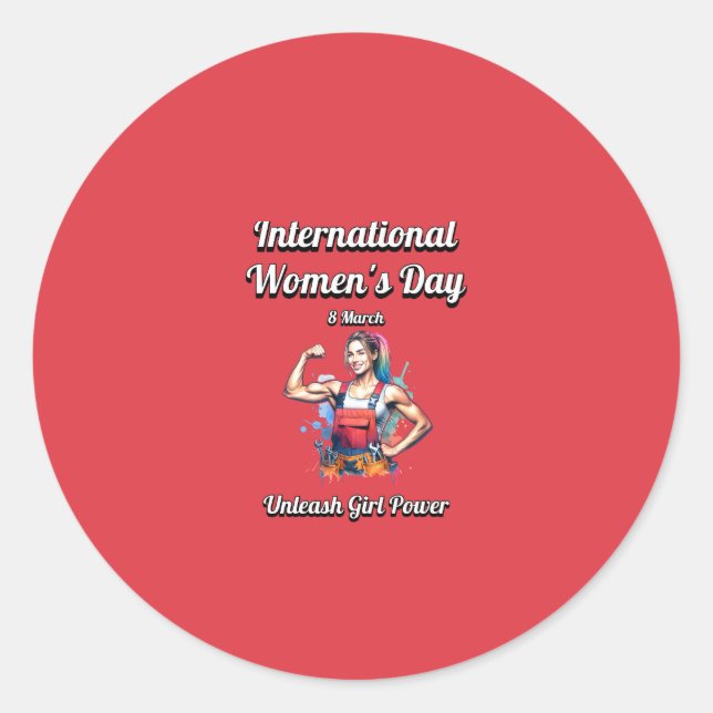 Sticker Rond Libérez le pouvoir de la fille. Journée internatio (Devant)