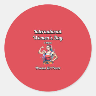 Sticker Rond Libérez le pouvoir de la fille. Journée internatio