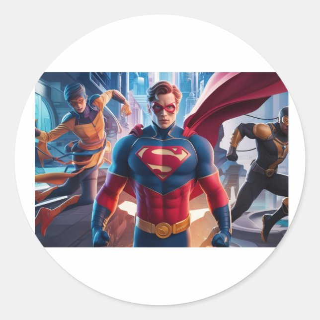 Sticker Rond Libérez Votre Superhéros Intérieur ! 💥 #SuperHero (Devant)