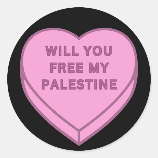 Sticker Rond Libérez-vous ma Palestine ? Cute Candy Coeur doux (Devant)