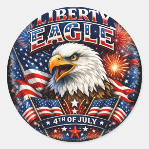 Sticker Rond Liberté Aigle – Fier Patriotique 4 juillet