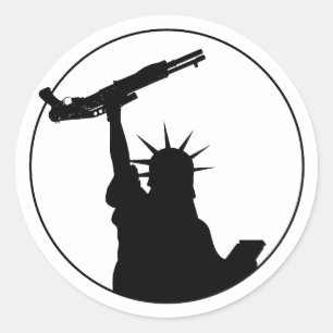 Sticker Rond Liberté avec le fusil de chasse