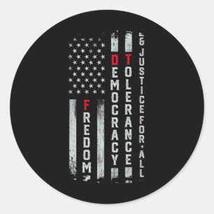 Sticker Rond Liberté Démocratie Tolérance Justice Toutes les rè