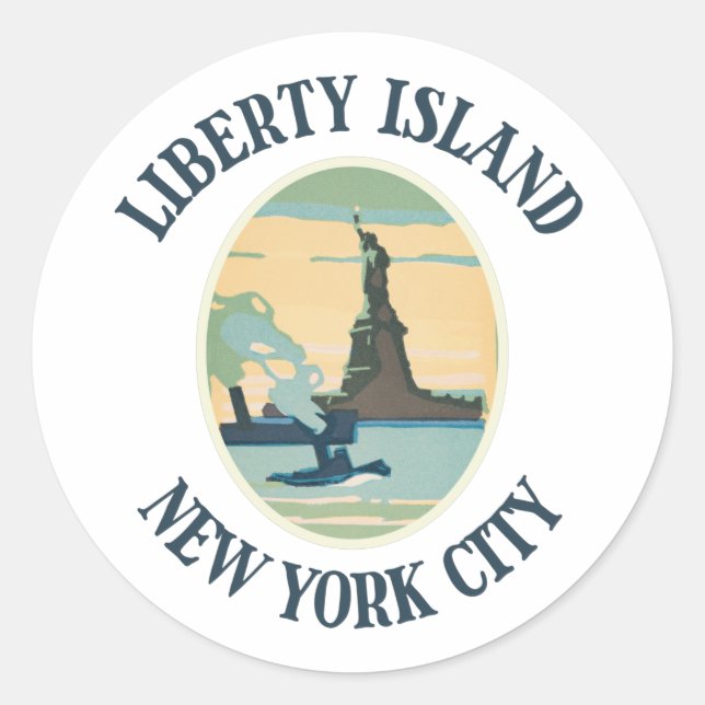 Sticker Rond Liberty Island New York (Devant)