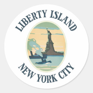 Sticker Rond Liberty Island New York