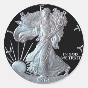 Sticker Rond Liberty Silver Dollar Head 2006