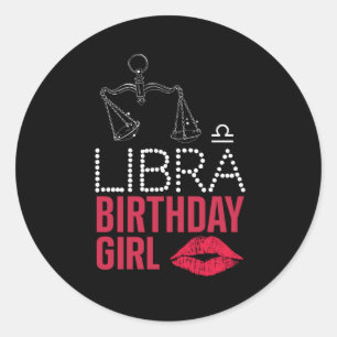 STICKER ROND LIBRA ANNIVERSAIRE FILLE