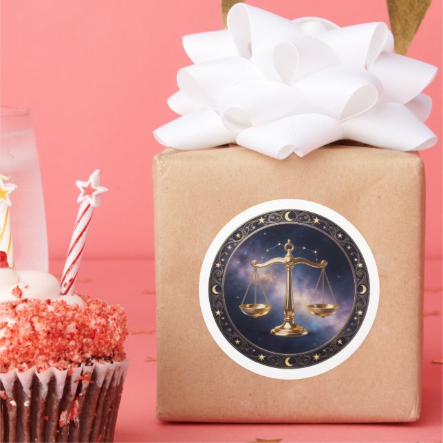Sticker Rond Libra Zodiac Scales (Fête)