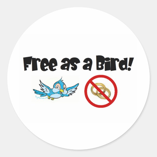 Sticker Rond Libre comme un oiseau ! (Devant)